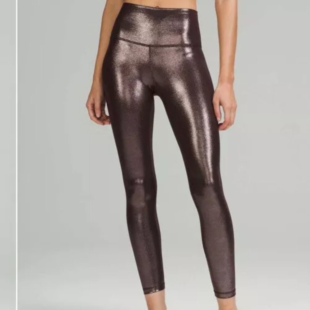 Lululemon Align High Rise Pant 25" Shine Radiate Foil Print French Press Size 12